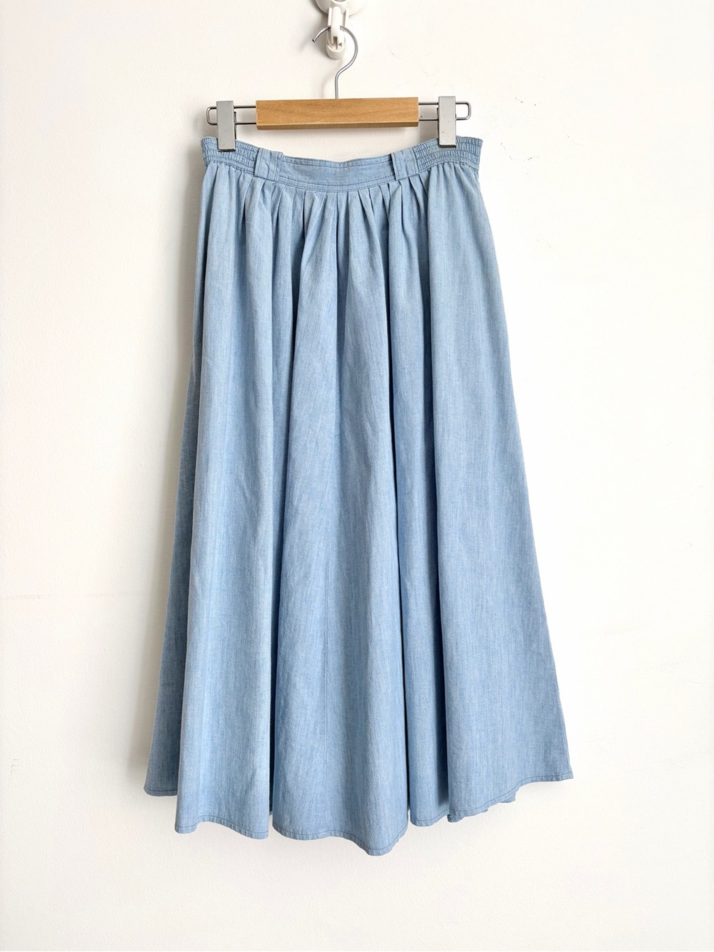 Marks & Spencer Light Blue A-Line Button-Front Skirt - Picture 3 of 7